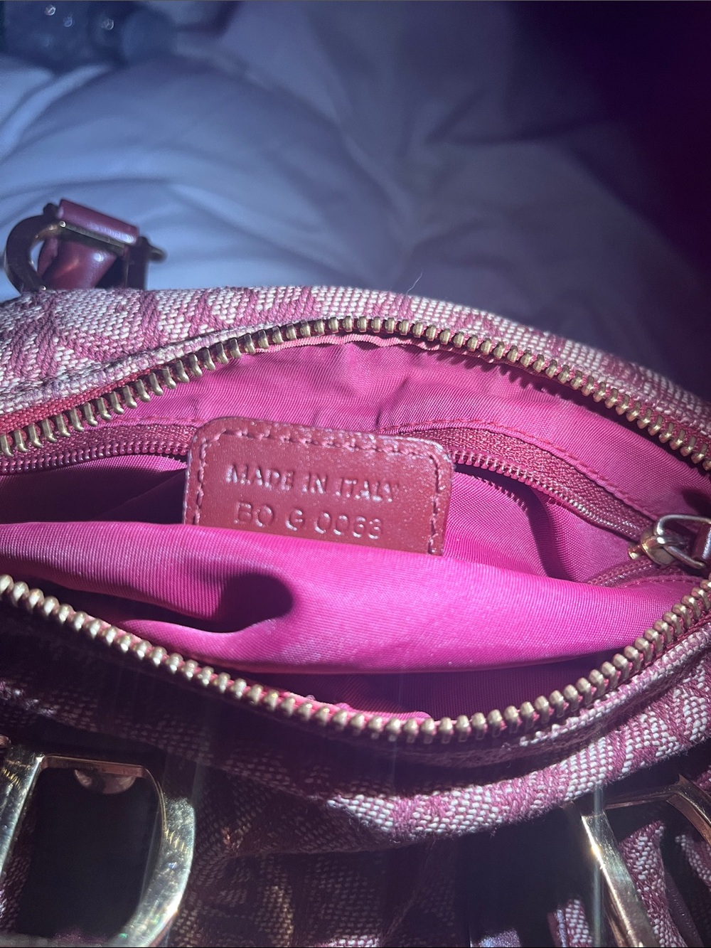 Dior Burgundy Pink Monogram Mini Bag with Gold Hardware - Picture 5 of 5